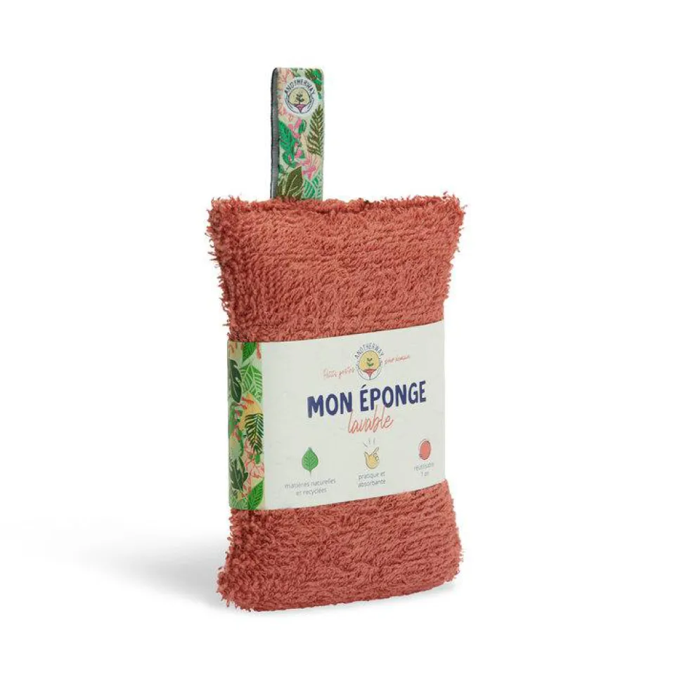 Éponge lavable de de cuisine bio coloris rouge Anotherway