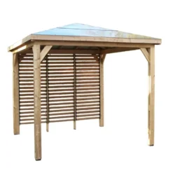 Pool house Blueterm Foresta bois coloris beige en bois traité haute température - 3,79 x 3,79 m