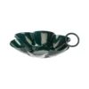 Porte-bougie forme fleur avec anse en métal vert - 10,5 x 10 x 3 cm