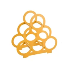 Porte-6 bouteilles forme pyramide en métal jaune - 38 x 18 x 37 cm