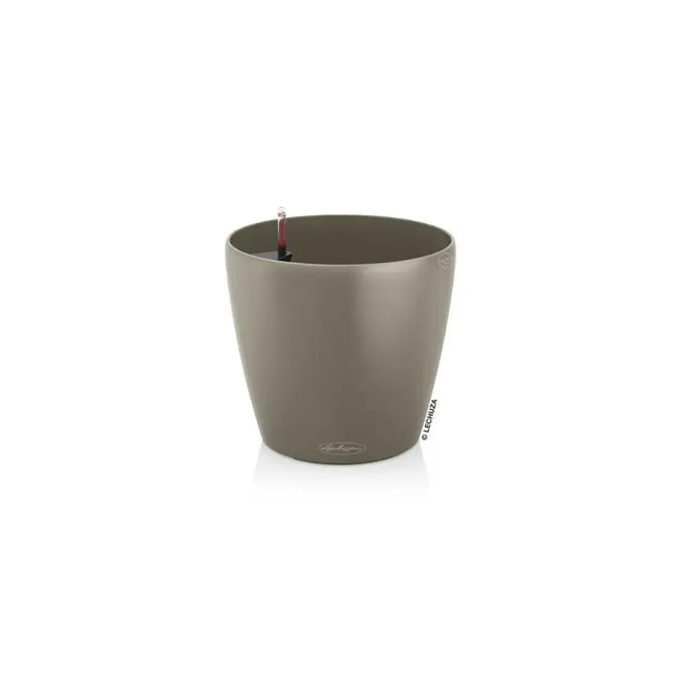 Pot brun sable Lechuza Classico color kit complet - Ø 21,5 x H 20,5 cm