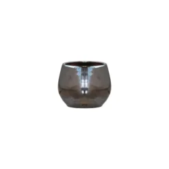 Pot Cancale coloris métal en terre cuite émaillée H 21 x Ø 21 cm
