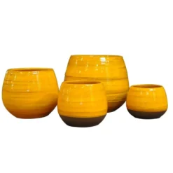 Pot Cancale Ibiza Sunshine en terre cuite émaillée H 17 x Ø 17 cm