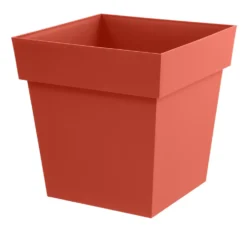 Pot carré en plastique coloris terre battue EDA Toscane - 32 x 32 x 32 cm