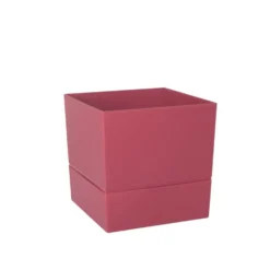 Pot carré à réserve d’eau en polypropylène rose Terra Eda Aquaduo - 19,3 x 19,3 cm