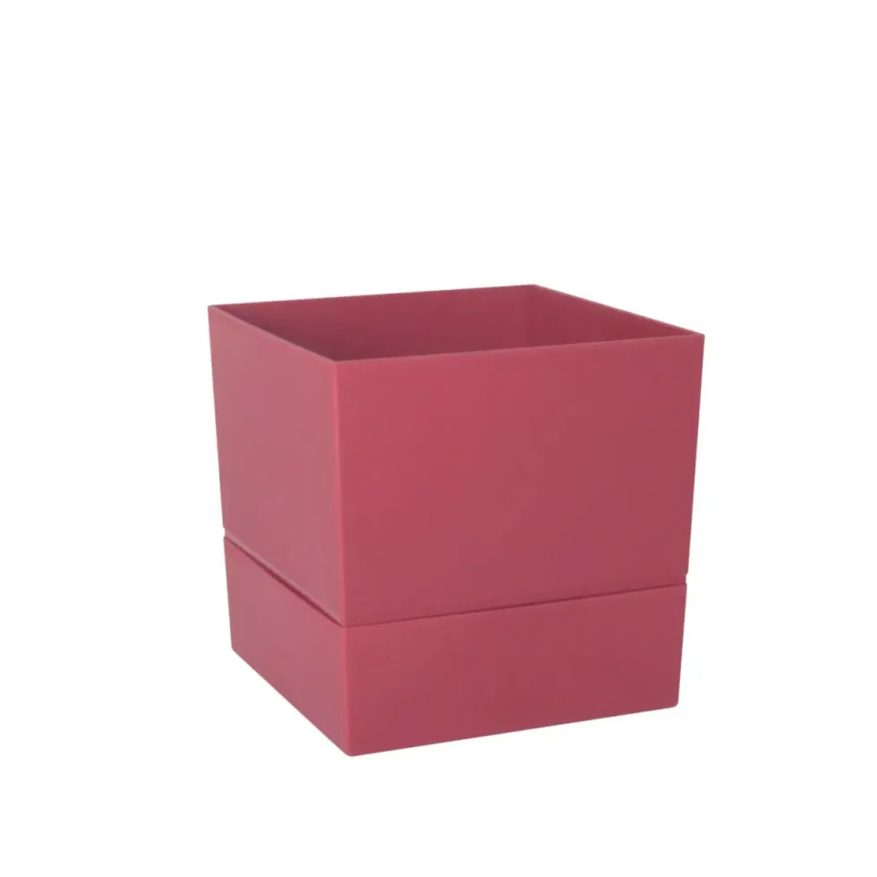 Pot carré à réserve d’eau en polypropylène rose Terra Eda Aquaduo - 19,3 x 19,3 cm