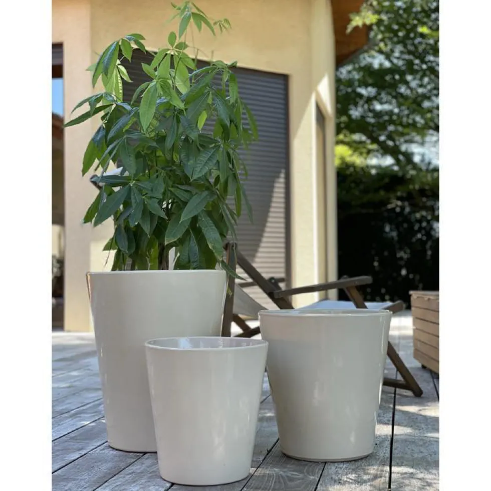 Pot coloris beige en terre émaillée Sydney - Ø 25 cm
