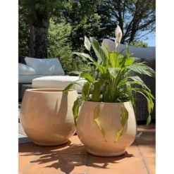 Pot coloris beige en terre émaillée Bahia - Ø 35 cm