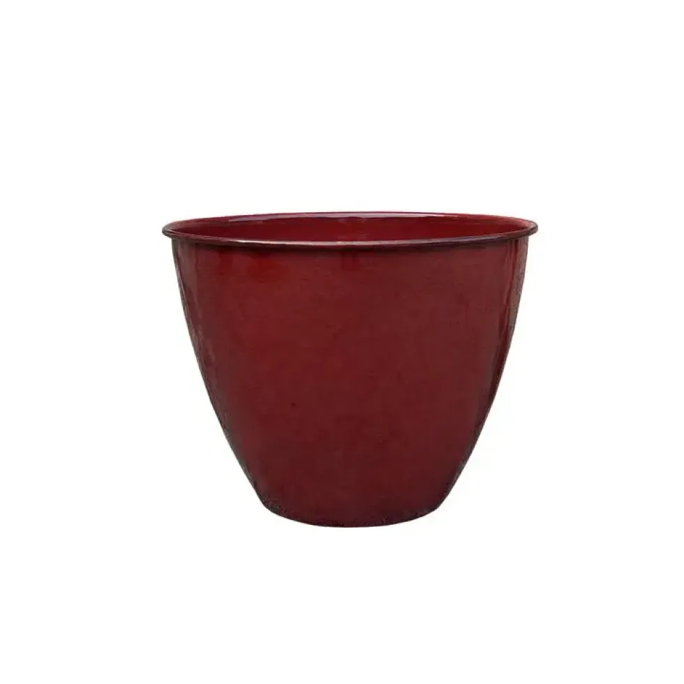 Pot coloris rouge en métal recyclé Carama - 16 x 16 x 1 cm