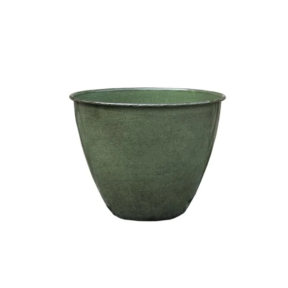 Pot coloris vert en métal recyclé Carama - 16 x 16 x 1 cm