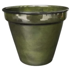 Pot conique en métal recyclé coloris vert algue vif Upcycle Conique - Ø 18,5 x H 16 cm