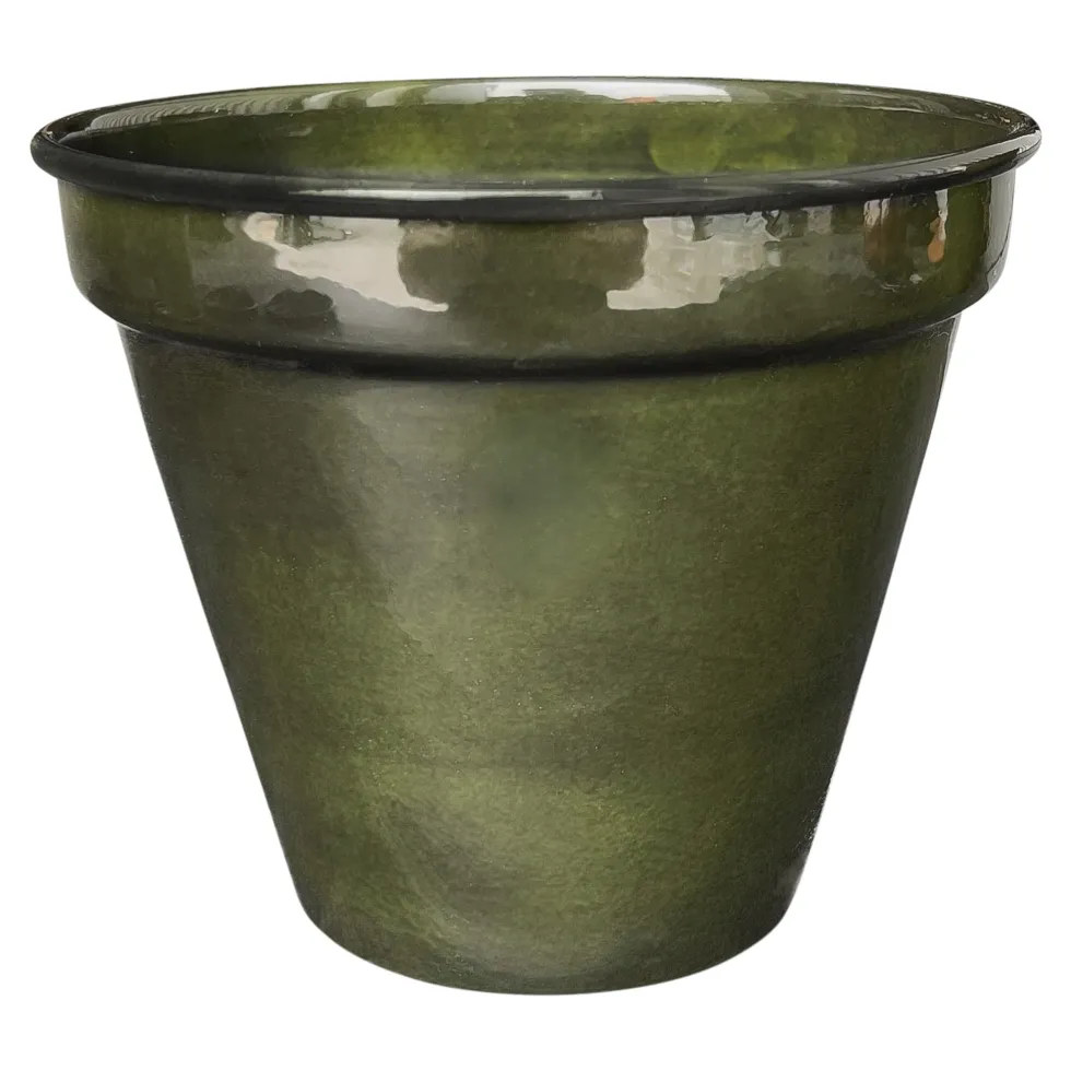 Pot conique en métal recyclé coloris vert algue vif Upcycle Conique - Ø 18,5 x H 16 cm