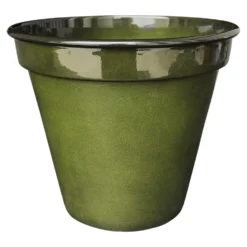 Pot conique en métal recyclé coloris vert algue vif Upcycle Conique - Ø 24,5 x H 21,5 cm