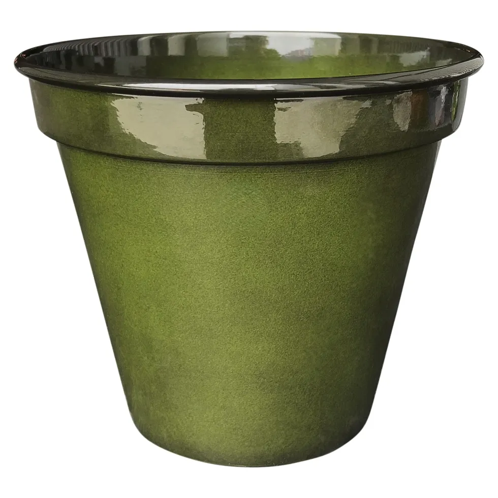 Pot conique en métal recyclé coloris vert algue vif Upcycle Conique - Ø 24,5 x H 21,5 cm