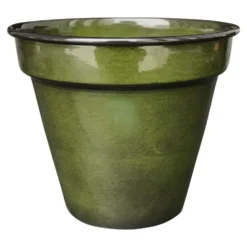 Pot conique en métal recyclé coloris vert algue vif Upcycle Conique - Ø 16 x H 14 cm