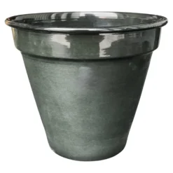 Pot conique en métal recyclé coloris gris océan vif Upcycle Conique - Ø 18,5 x H 16 cm