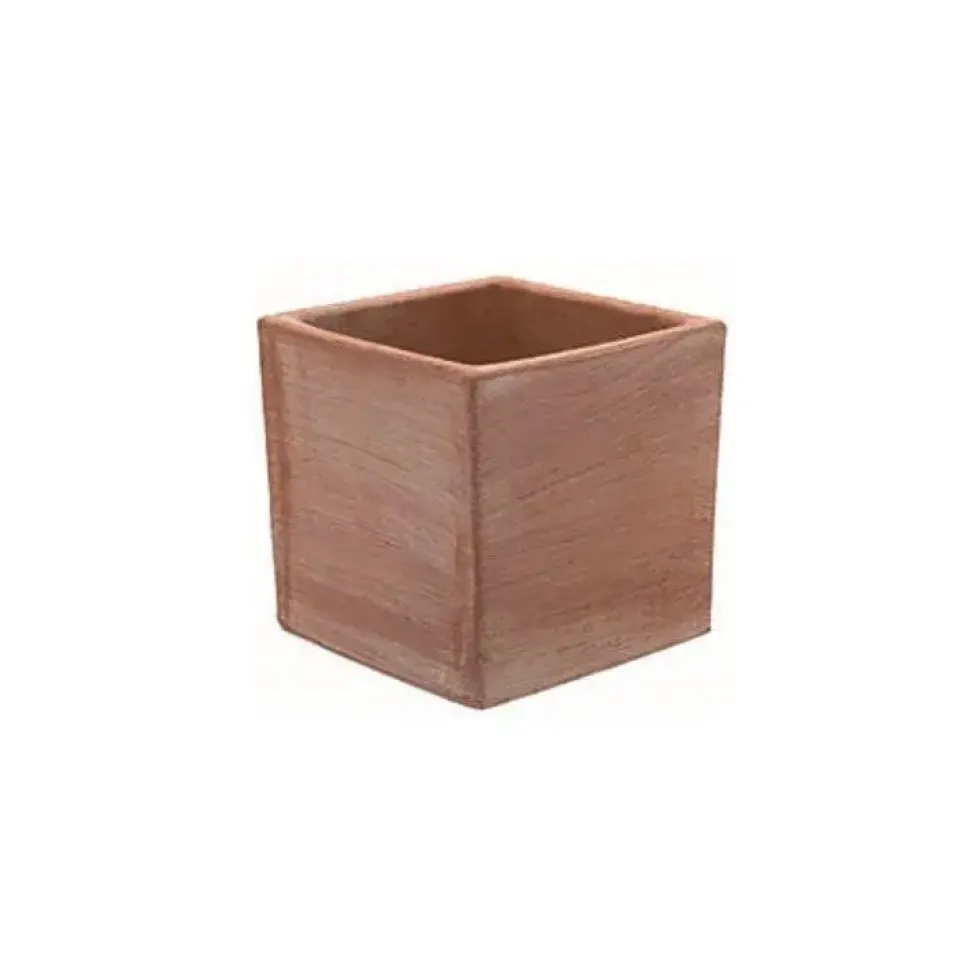 Pot cube Moderne de 7 L en terre cuite 19 x 19 x 19 cm
