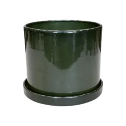 Pot cylindrique en métal recyclé coloris vert algue vif Upcycle Cylindre XXL - Ø 36 x H 32 cm