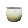 Pot cylindrique en métal recyclé coloris vert et beige Upcycle Bella - Ø 23 x H 19 cm