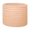 Pot cylindrique en terre cuite coloris beige Poterie du Bousquet Strié - Ø 42 x H 37 cm