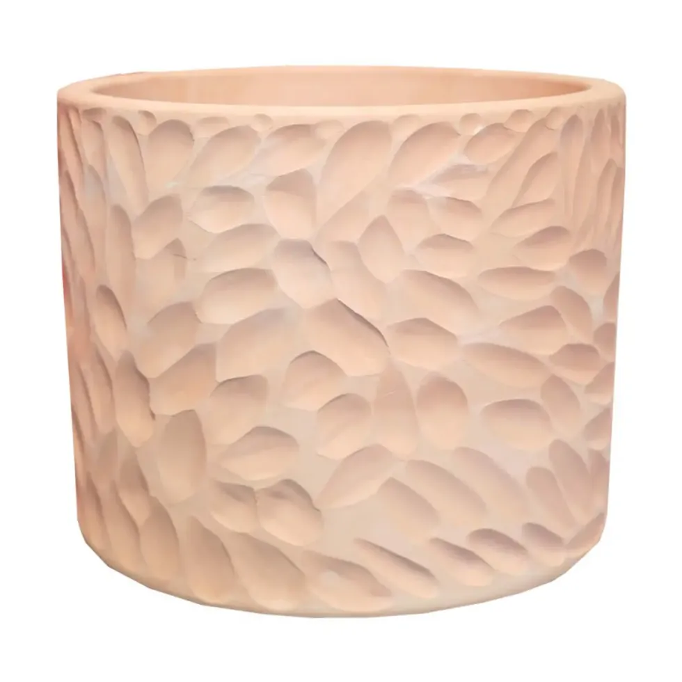 Pot cylindrique en terre cuite coloris beige Poterie du Bousquet Artisan - Ø 28 x H 23 cm