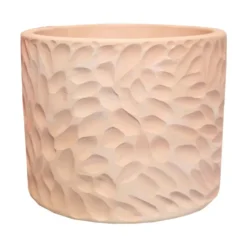 Pot cylindrique en terre cuite coloris beige Poterie du Bousquet Artisan - Ø 33 x H 29 cm