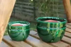 Pot en terre cuite émaillée coloris vert Les Poteries d'Albi Austral - Ø 16 x H 13 cm