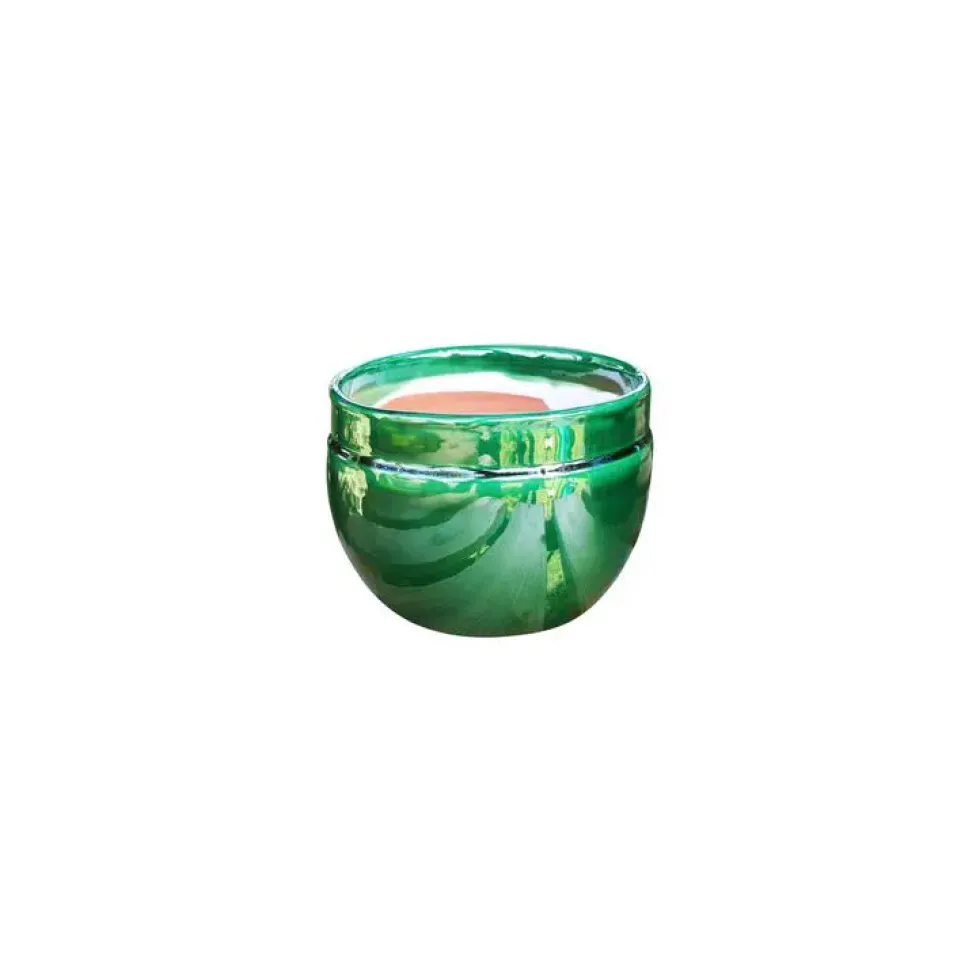 Pot en terre cuite émaillée coloris vert Les Poteries d'Albi Austral - Ø 20 x H 16 cm