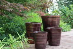 Pot en terre cuite émaillée marron Châtaigne Les Poteries d’Albi Sydney - Ø 45 x H 61 cm