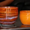 Pot en terre cuite émaillée orange Savane Les Poteries d'Albi Austral - Ø 20 x H 16 cm