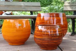 Pot en terre émaillée orange Savane Les Poteries d'Albi Bahia - Ø 35 x H 38 cm