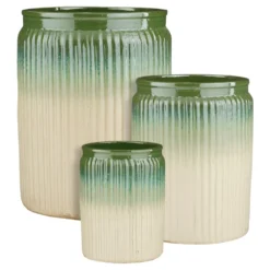 Pot haut Lugano coloris vert en céramique - 40 x Ø 29 cm