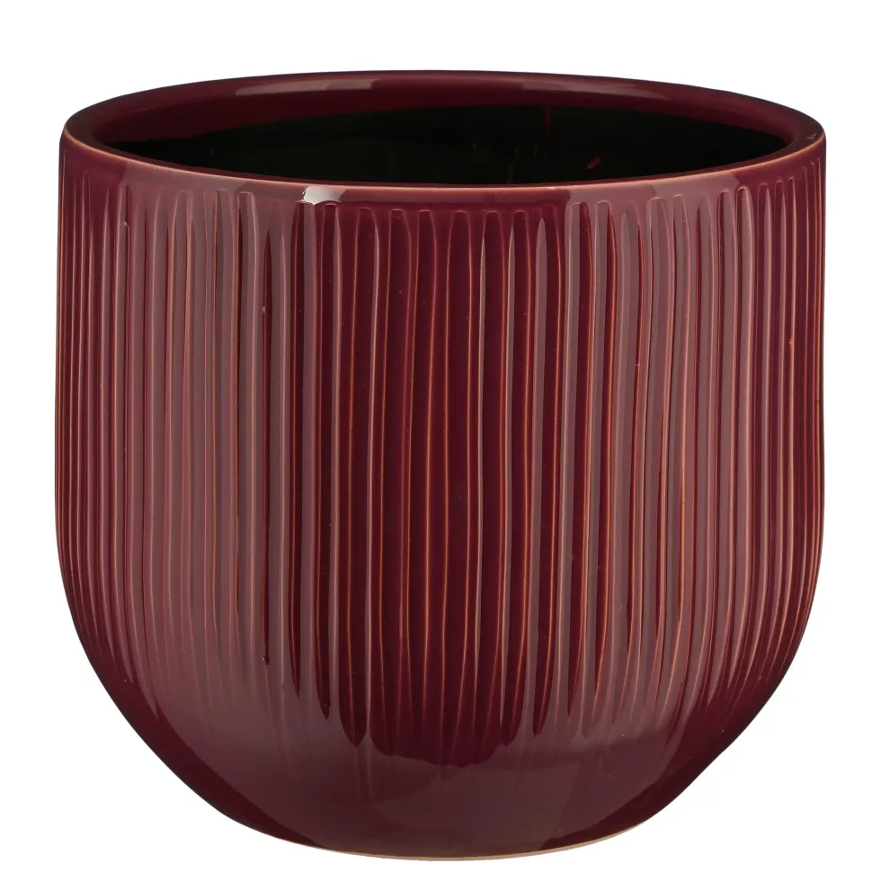 Pot rond cannelé coloris violet Pablo - 20 x Ø 25 cm
