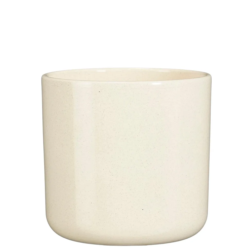 Pot rond coloris beige en céramique Fedor Mica Decorations - 15 x Ø 17 cm