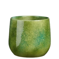 Pot rond coloris vert en terre cuite Hugo Mica Decorations - 21 x 22 cm