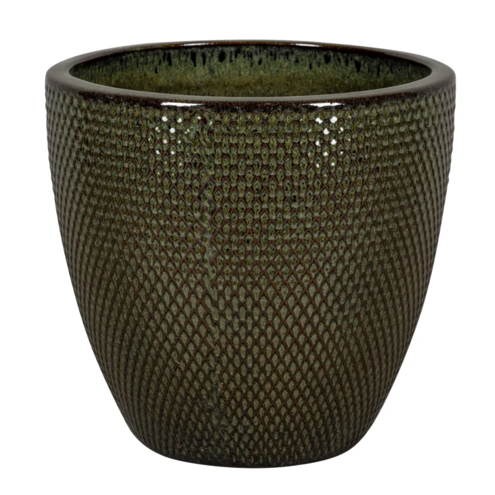 Pot rond en grès émaillé vert Passion for Pottery Busan - Ø 48 x H 40 cm