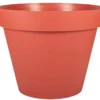 Pot rond en plastique coloris terre battue EDA Toscane - Ø 20 x H 17 cm