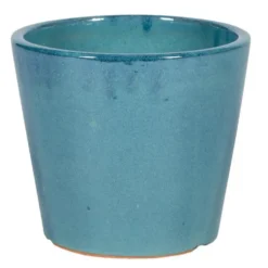 Pot rond Shanghai bleu en grès émaillé - Ø 42 x 37 cm