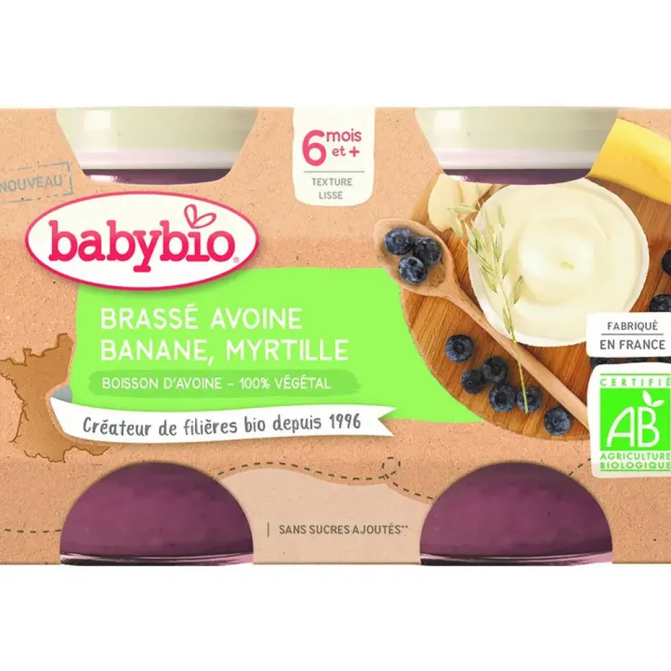 Pots brassés Avoine Banane Myrtille 2x130 g 6 mois+