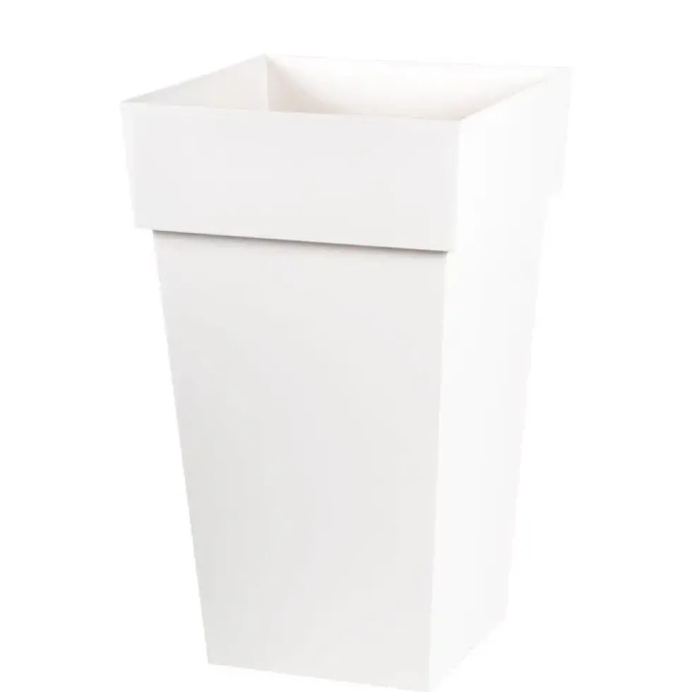 Pot Toscane carré haut blanc L.40 x l.39 x H.65 cm