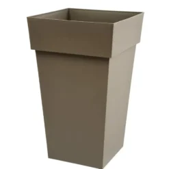 Pot Toscane carré haut taupe L40xl39xH65 cm