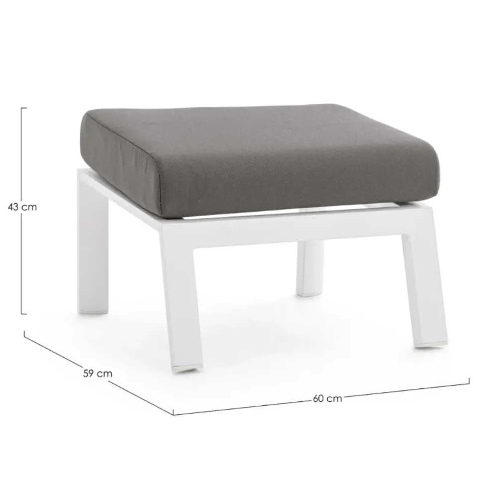 Pouf ottoman Kledi en aluminium, teinte pelican - BIZZOTTO Kledi