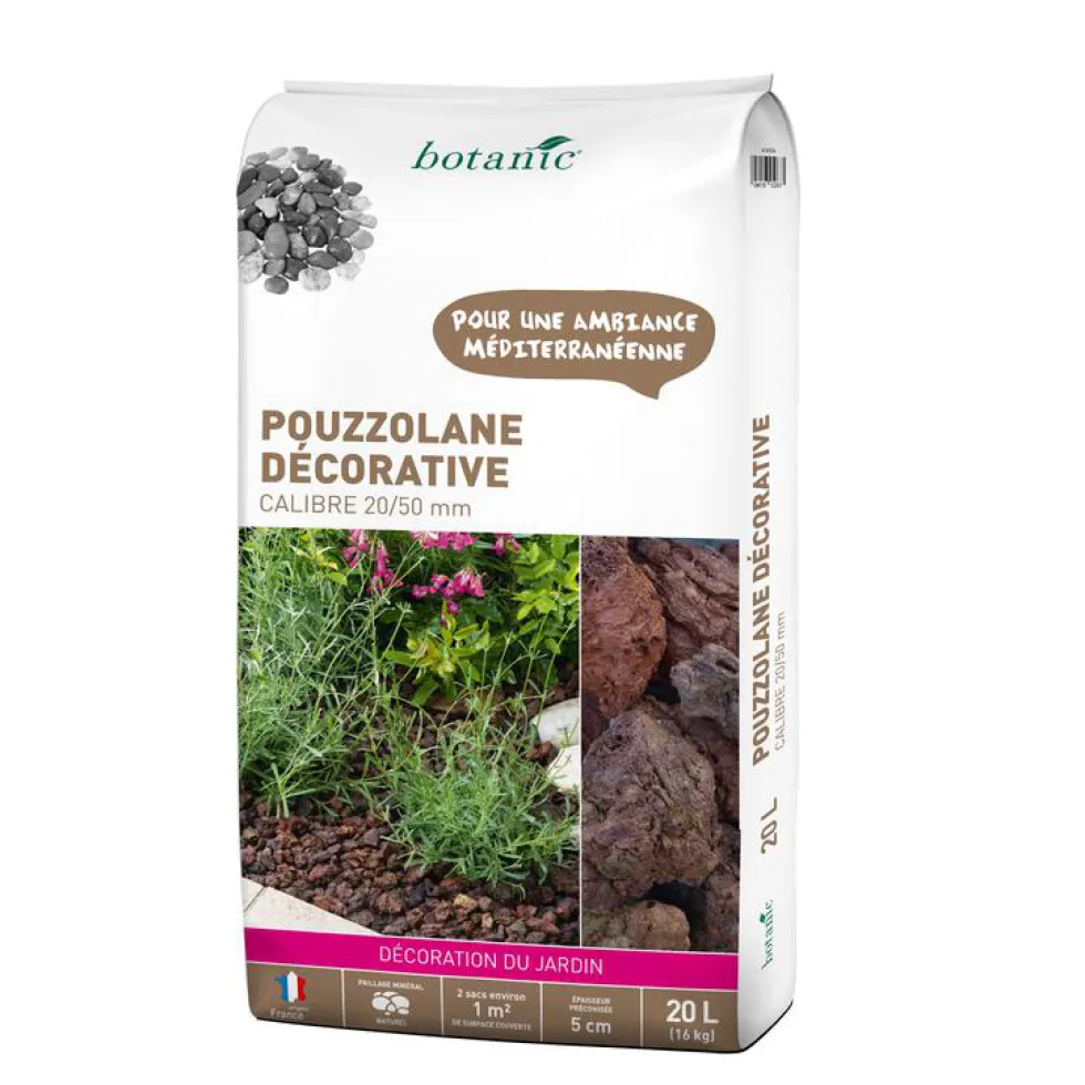 Pouzzolane rouge pour jardin de calibre 20 à 50 mm en sac de 20 L