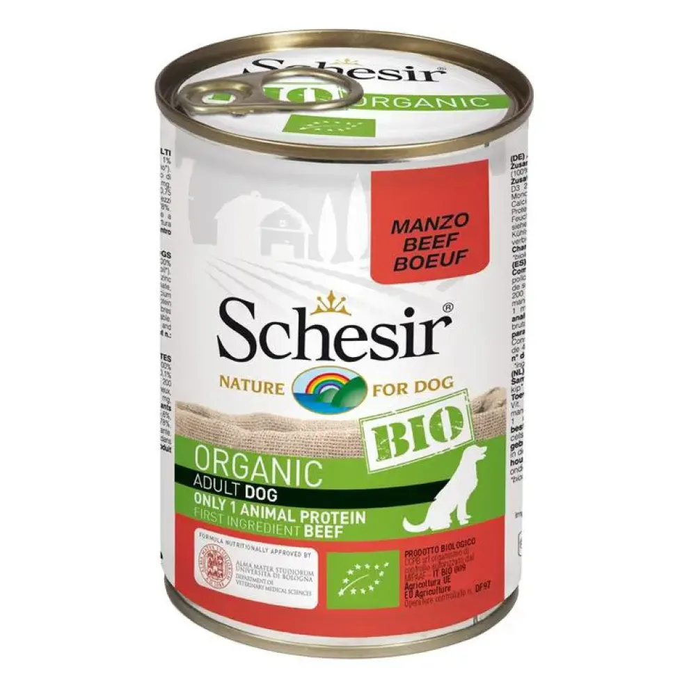 Pâtée schesir bio au bœuf pour chien 400 g