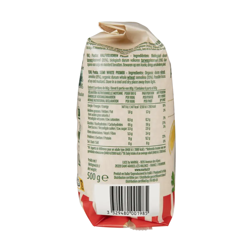 Pâtes perlées demi-complètes bio Piombi - 500 g