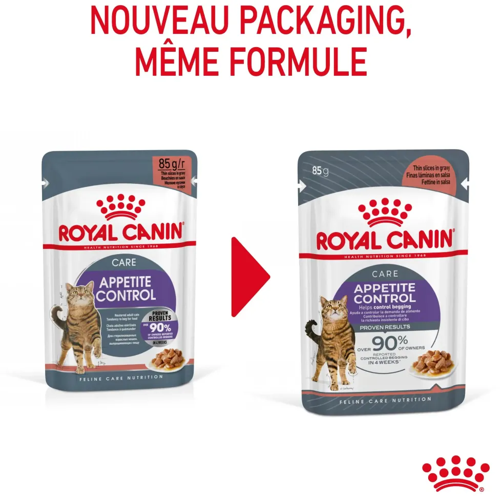 Pâtées pour chat émincés en sauce Royal Canin Appetite Control Care - 12 x 85 g