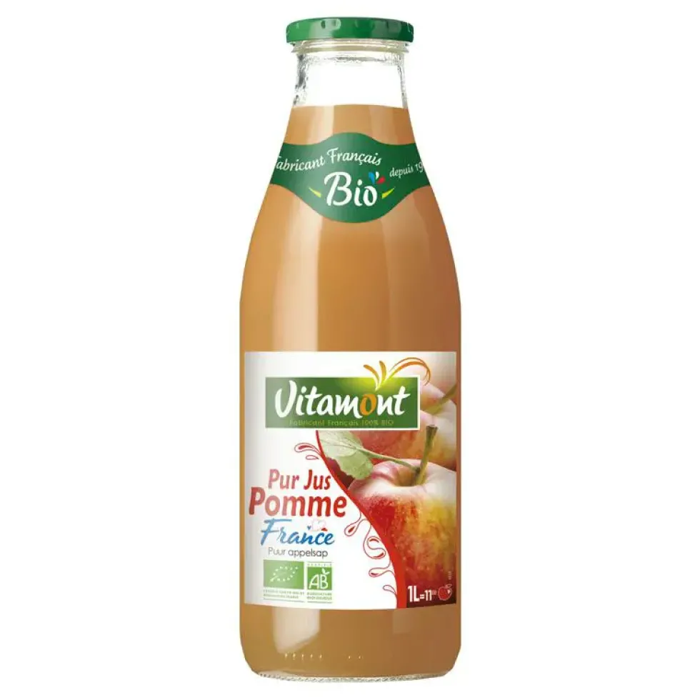 Pur Jus de Pomme Bio en bouteille de verre Vitamont - 1 litre