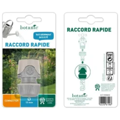 Raccord rapide bi-matière pour tuyaux Ø 15 mm