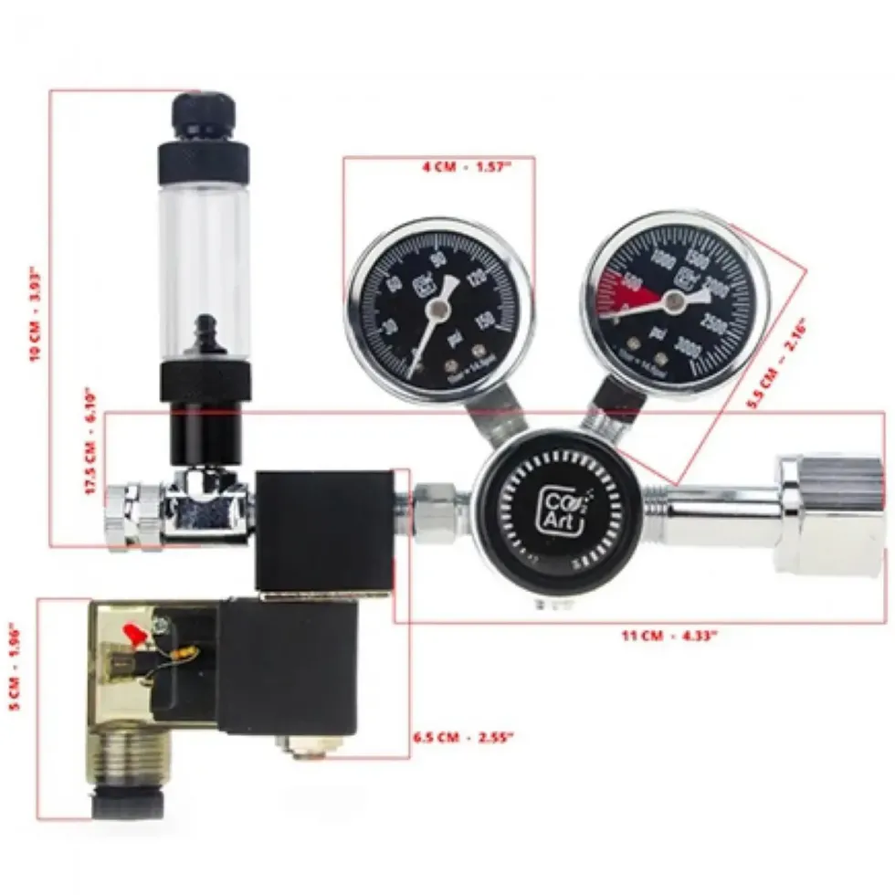 Régulateur CO2 aquarium double étape avec solénoïde intégré - CO2ART Série PRO-SE