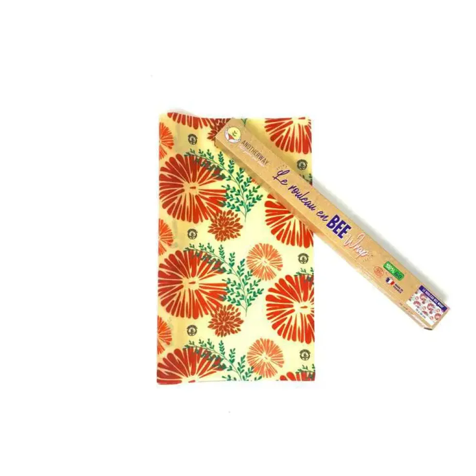 Rouleau en bee wrap à découper motifs nymphéa bio Anotherway - 70 x 30 cm